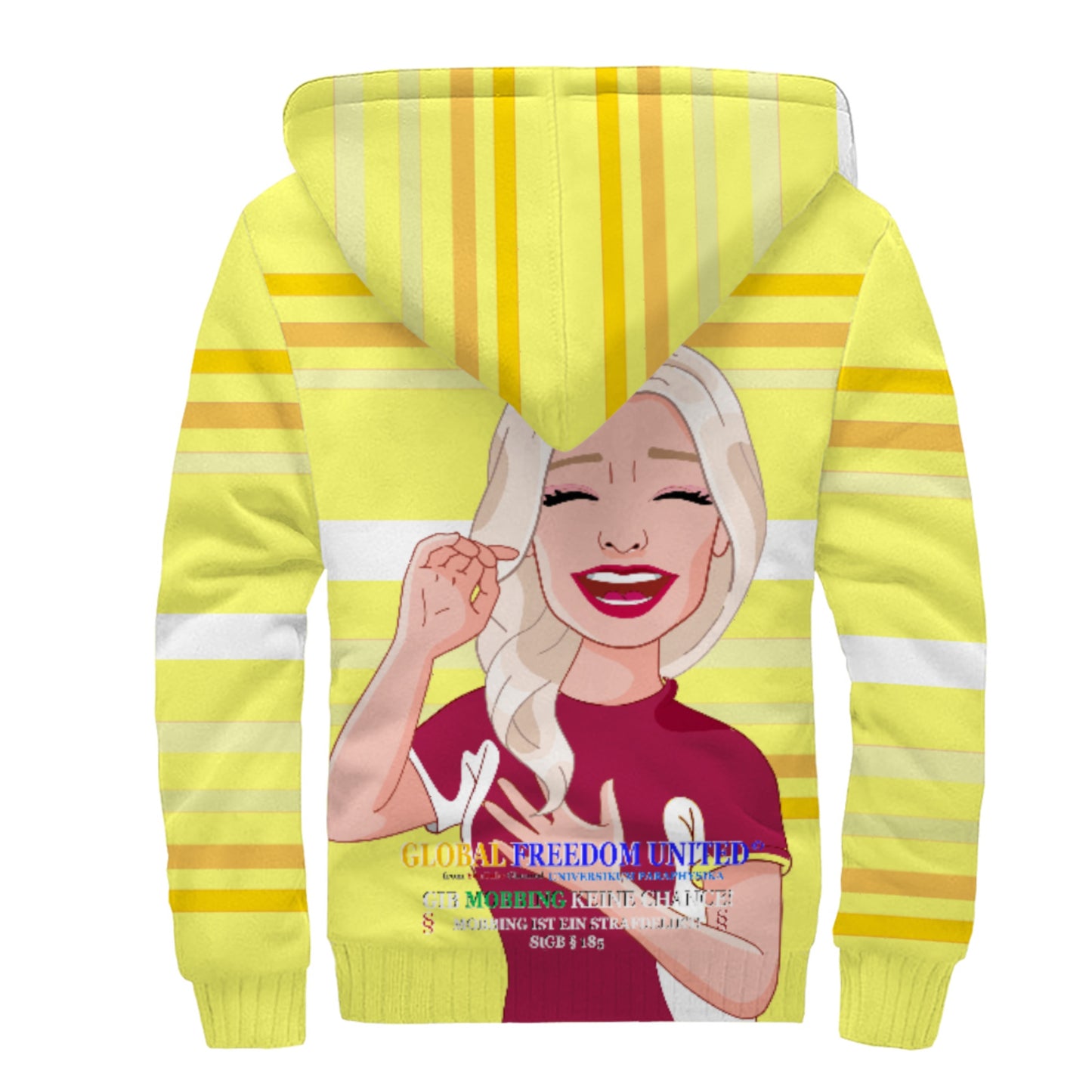 Plush Hoodie Global Freedom United  Gib Mobiing Keine Chance  Gelb