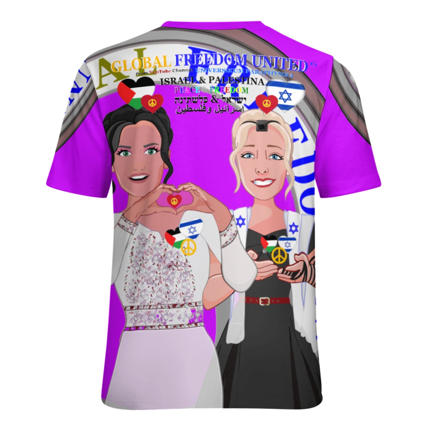 Women´s T-shirt 3 GLOBAL FREEDOM UNITED© Women Palestina & Israel Lilac
