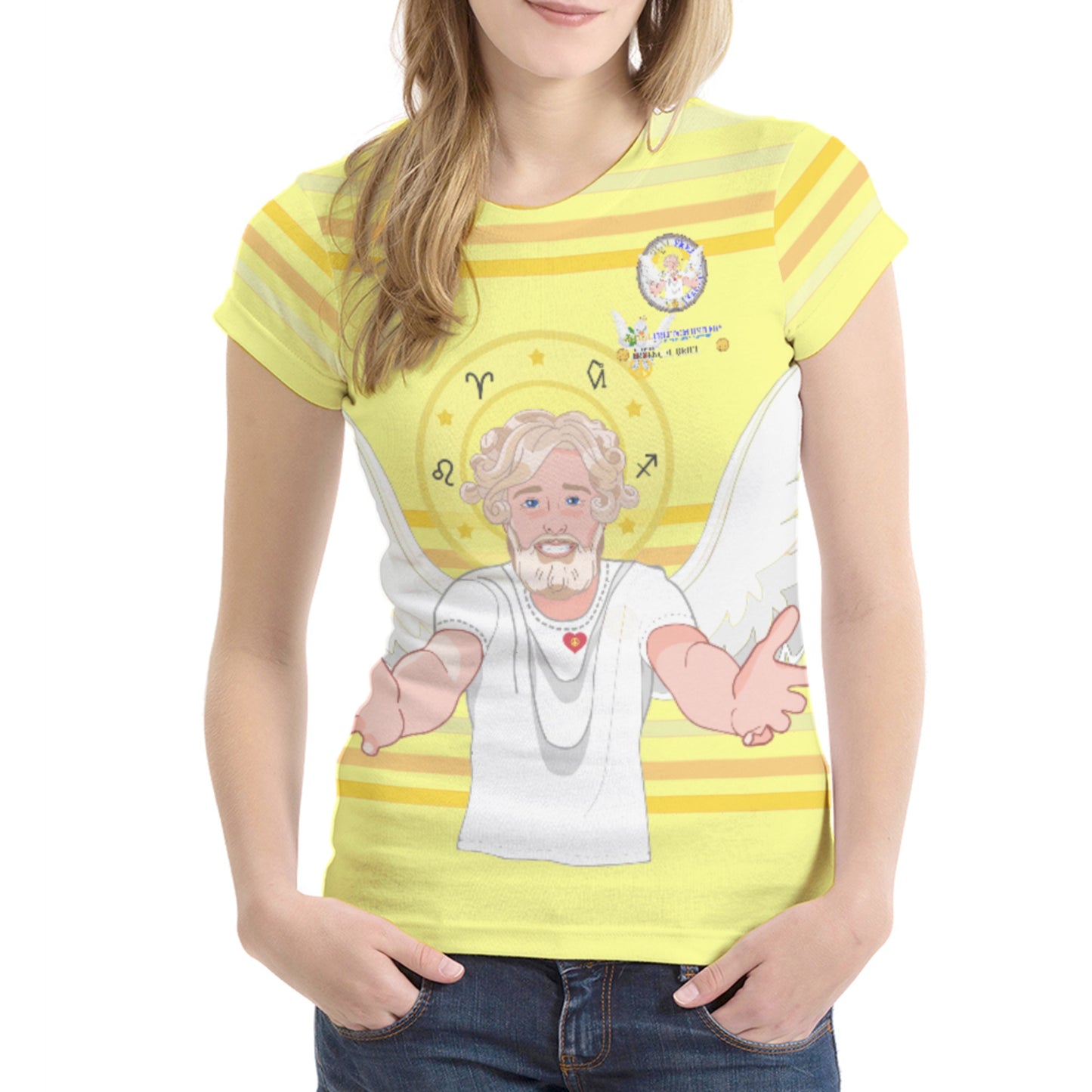 Women´s T-shirt  Global Freedom United Archangel Uriel German  Yellow