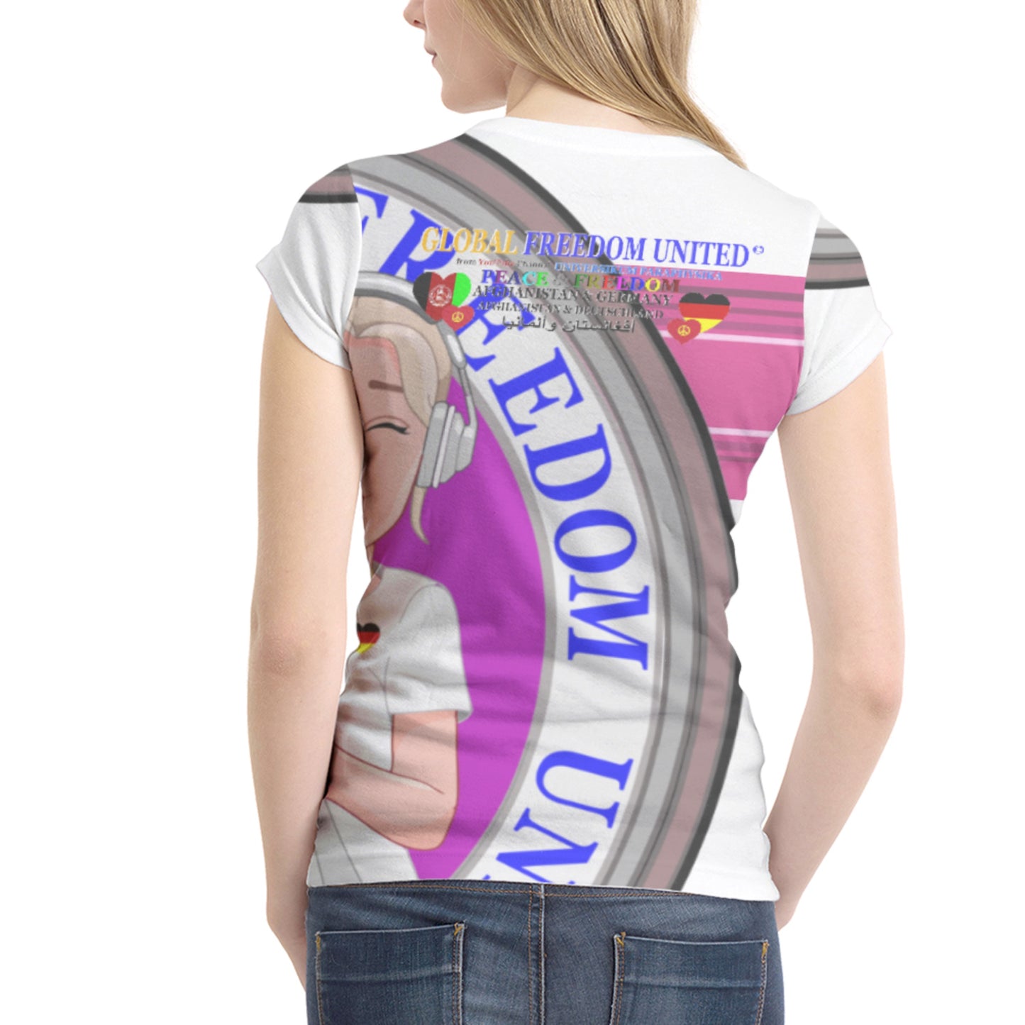 Women´s T-shirt GLOBAL FREEDOM UNITED© AFGHANISTAN & GERMANY Pink Nurse Edition