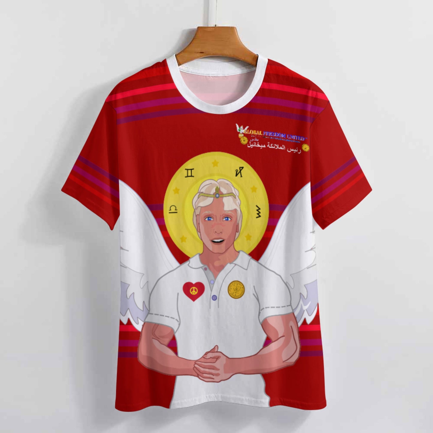 Women´s T-shirt Global Freedom United Archangel Michael Arabic V2 Red