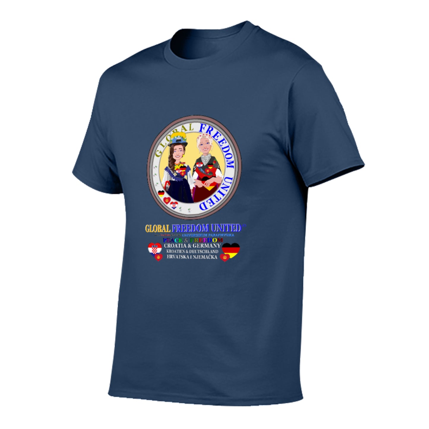 Women's Cotton T-shirt (printed On Both Sides) GLOBAL FREEDOM UNITED© Women Croatia & Germany V2