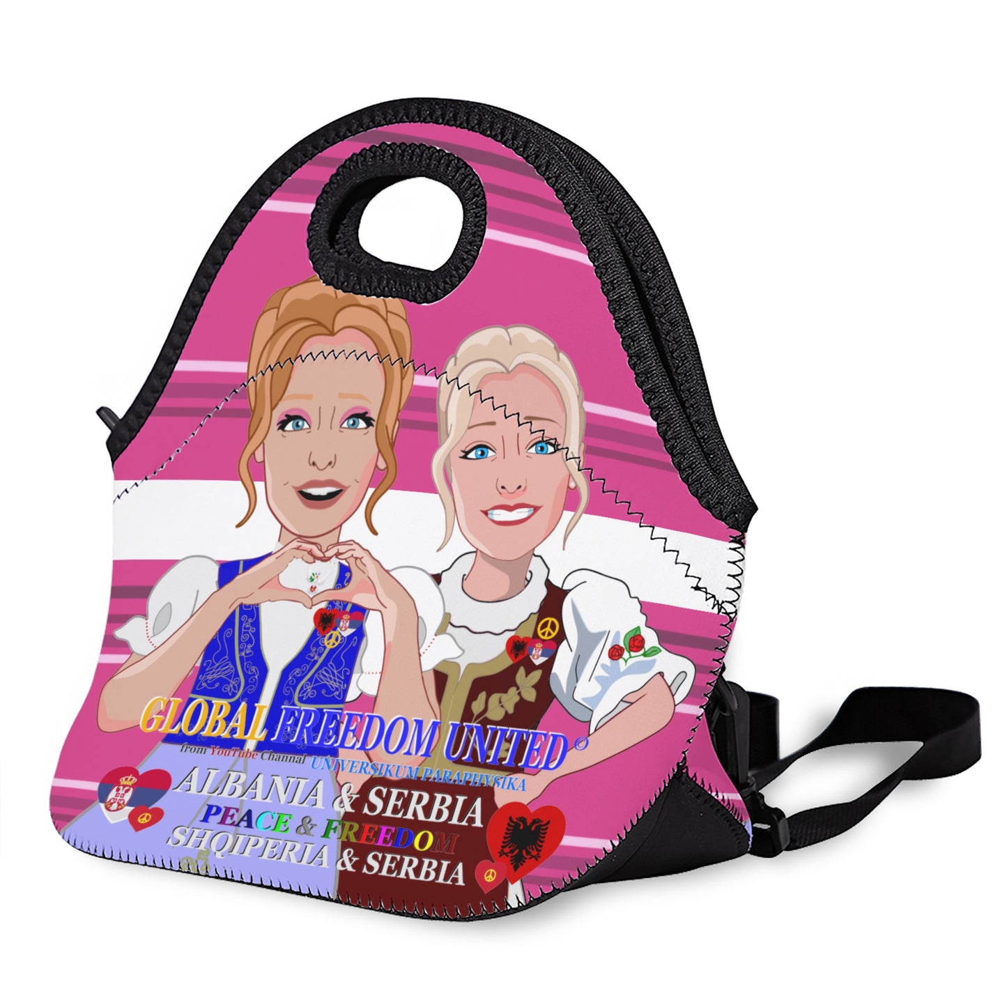 Meal Bag With Strap GLOBAL FREEDOM UNITED© Women Albania & Serbia Pink 2