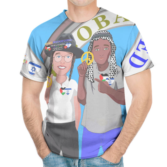 Men`s T-shirt 2 GLOBAL FREEDOM UNITED© Palestina & Israel Blue
