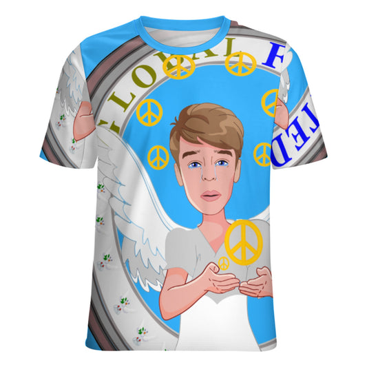 Women´s T-shirt 2 Global Freedom United Boy Peace Of Angel Old Peace Blue
