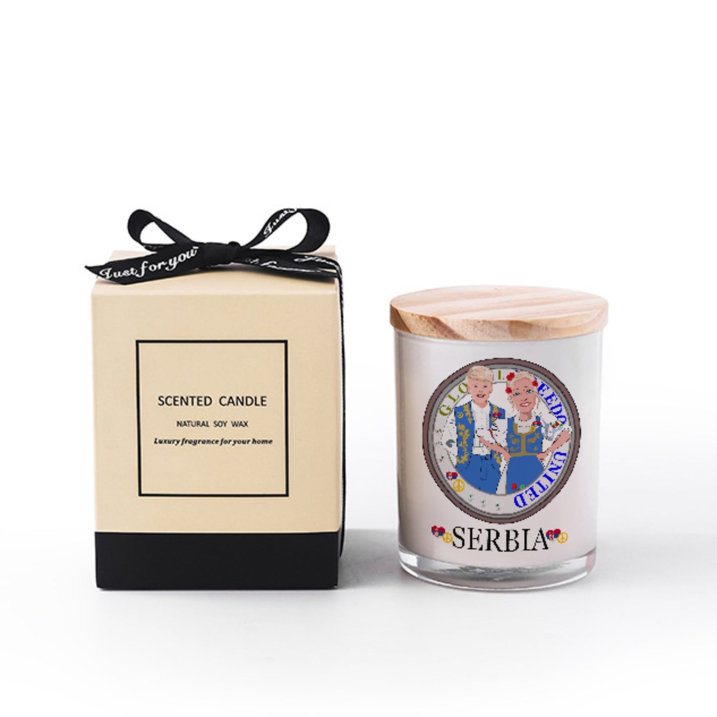 Scented Soy Candle Global Freedom United Couple Serbia  Blue