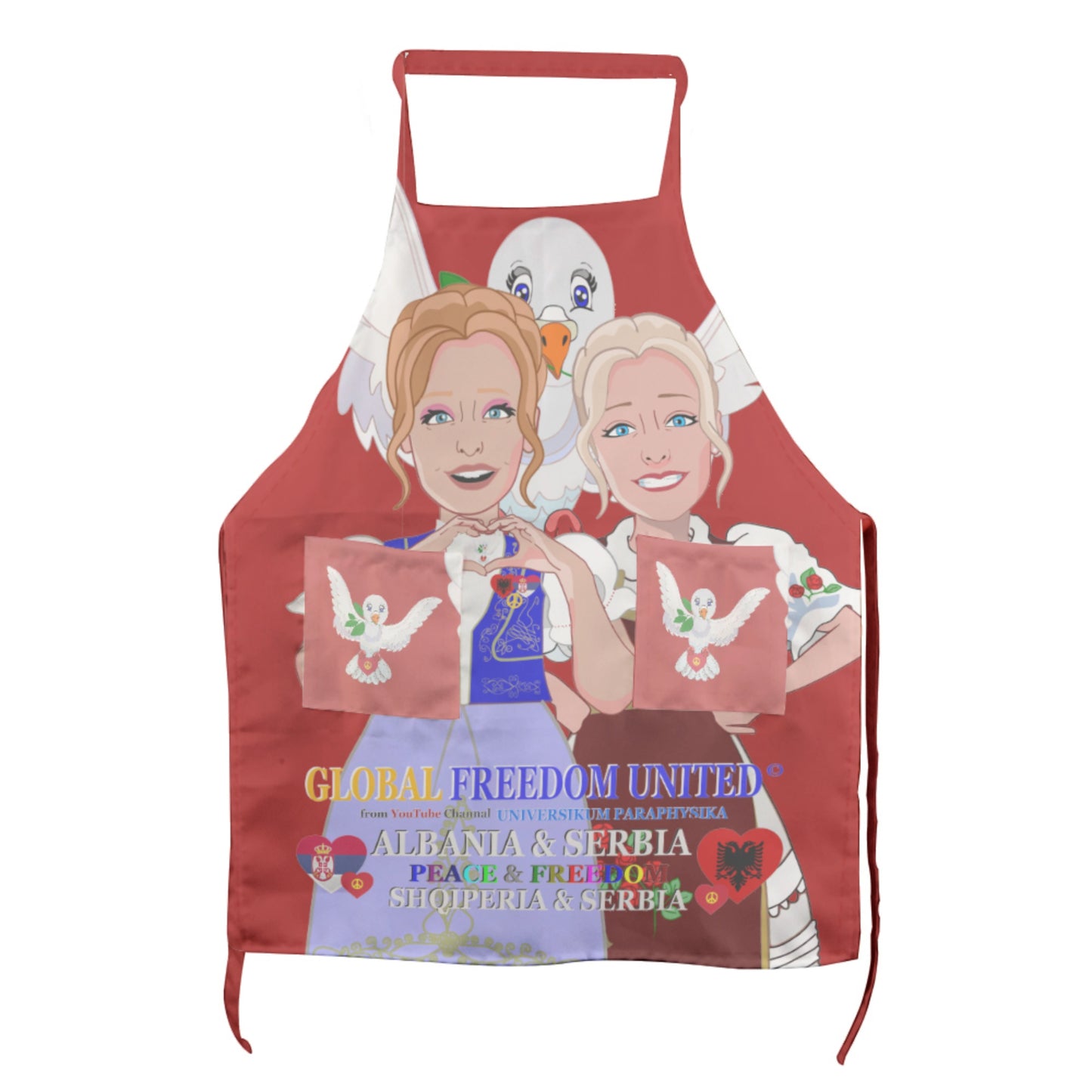 Apron GLOBAL FREEDOM UNITED© Women Albania & Serbia Red