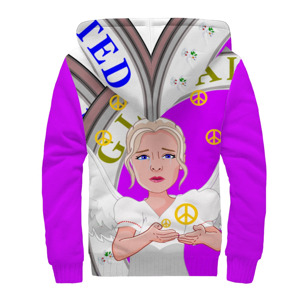 Plush Hoodie Global Freedom United Women Angel Of Peace Old Peace Lilac