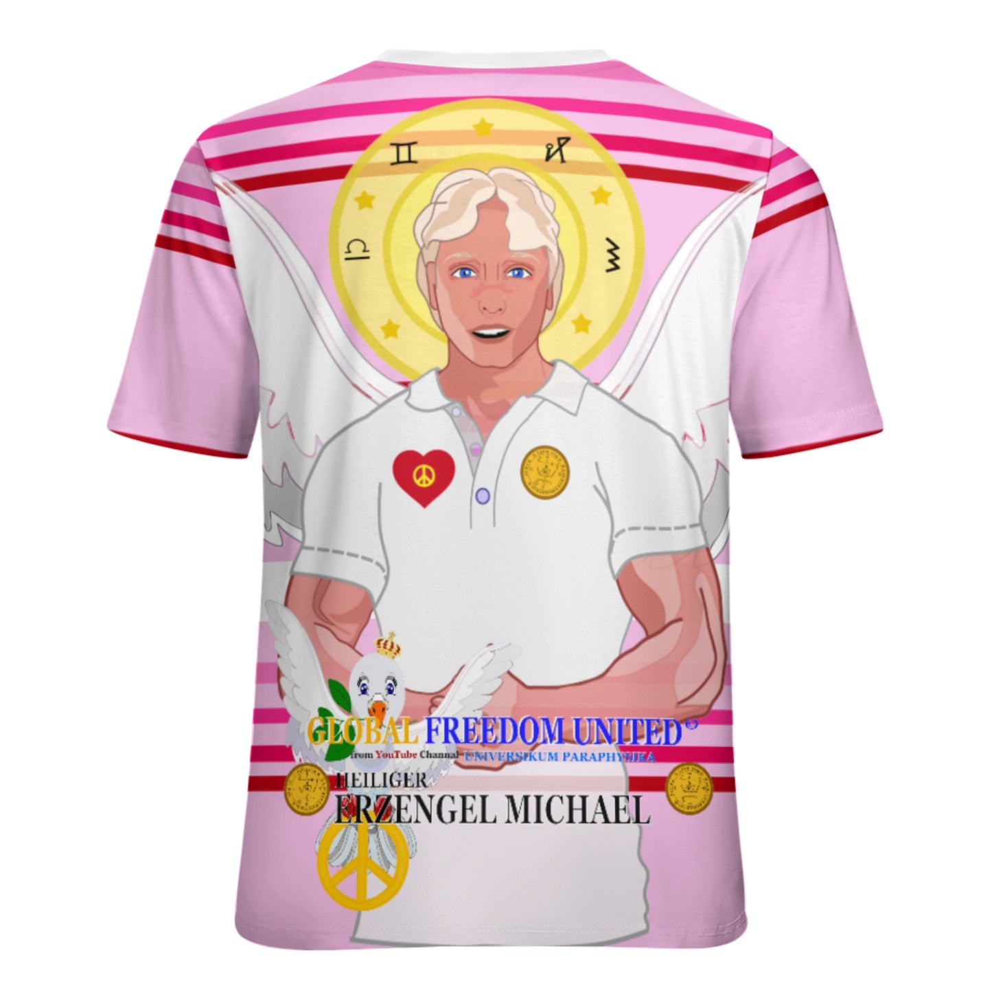 Women´s T-shirt Global Freedom United Archangel Michael German Pink2
