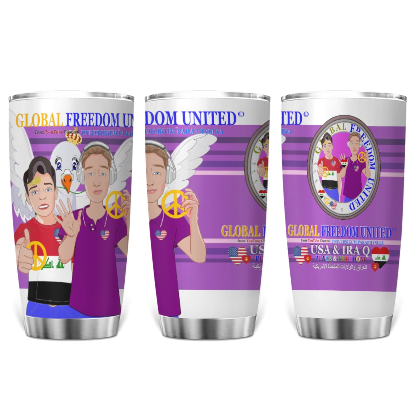 Tumbler GLOBAL FREEDOM UNITED© Men Iraq & USA Lilac