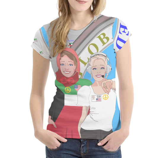 Women´s T-shirt 2 GLOBAL FREEDOM UNITED© Women Kuwait & USA Grey