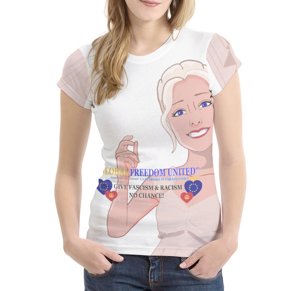 Women´s T-shirt GLOBAL FREEDOM UNITED© Women Anti Fascism & Racism EU Version 3