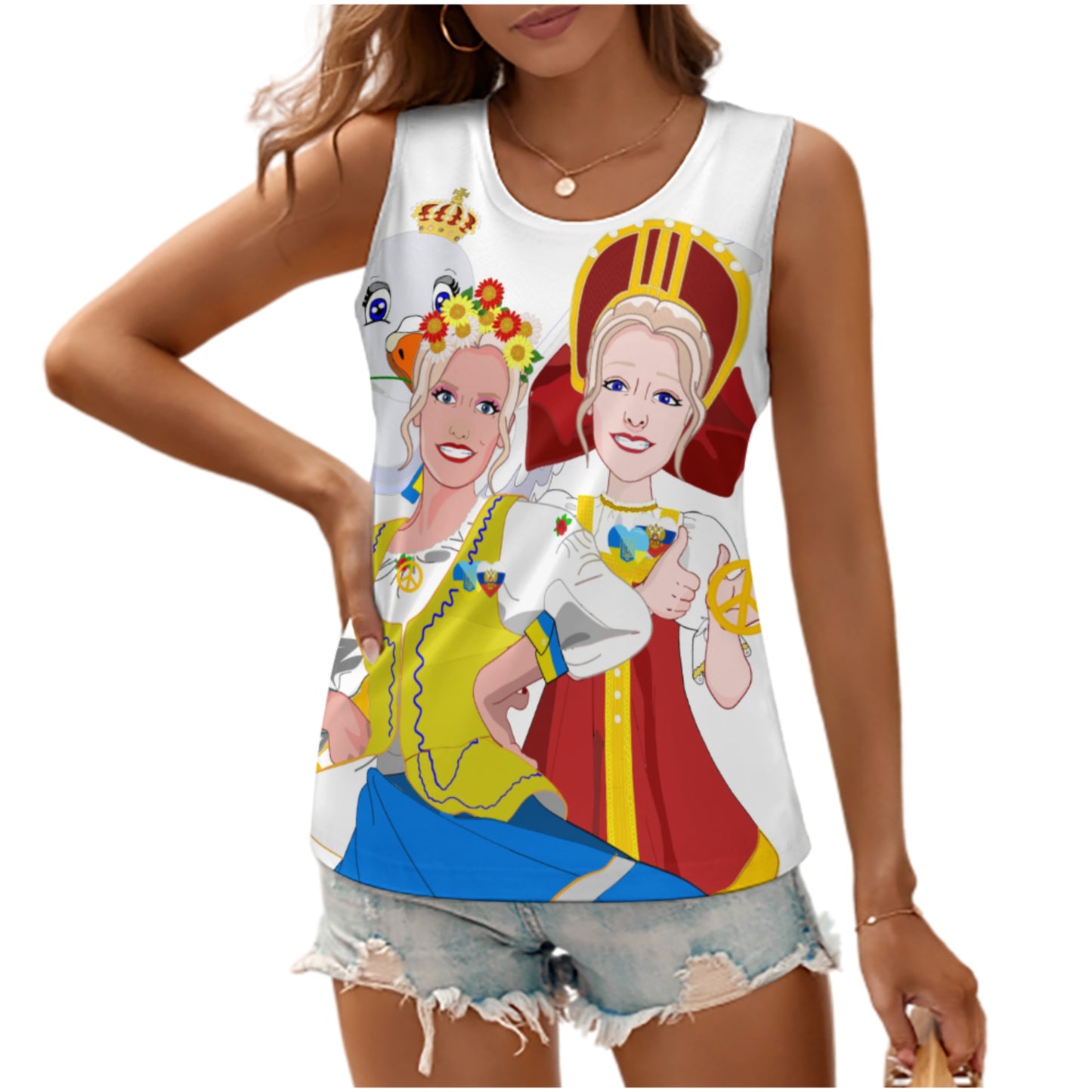 Crewneck Halter Vest GLOBAL FREEDOM UNITED© Women Ukraina & Russia  BIG