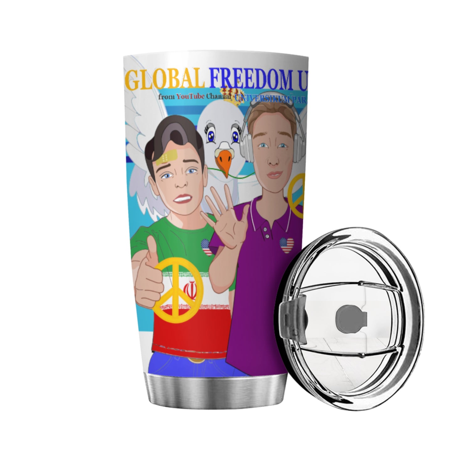Tumbler GLOBAL FREEDOM UNITED© Men Iran & USA  Blue