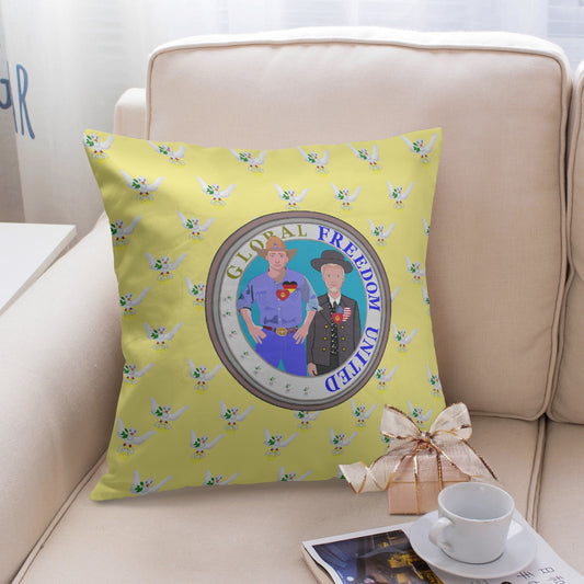 GLOBAL FREEDOM UNITED© Men USA & GERMANY YELLOW 18'' Square Pillow Cover