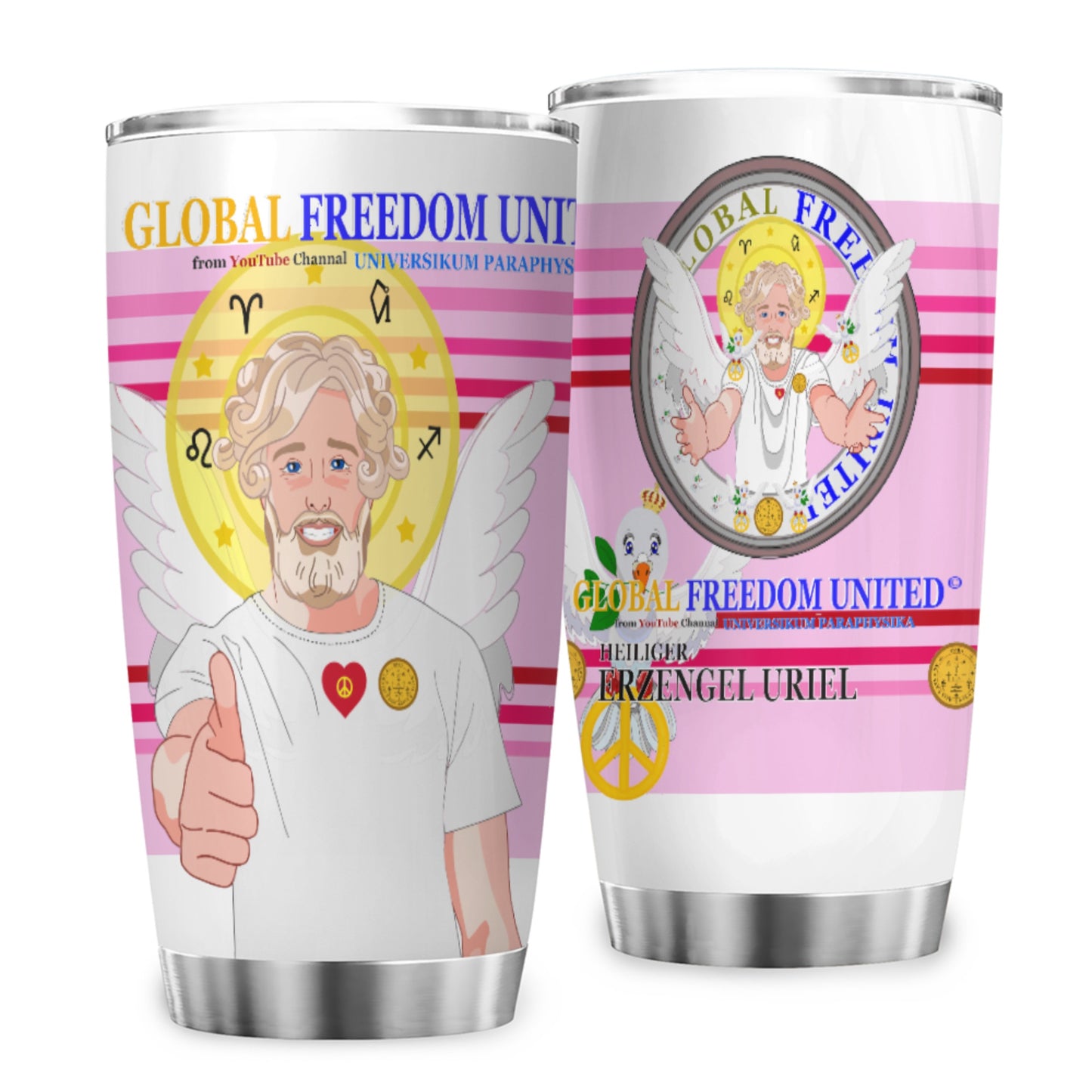 Tumbler Global Freedom United  Archangel Uriel German  Pink2
