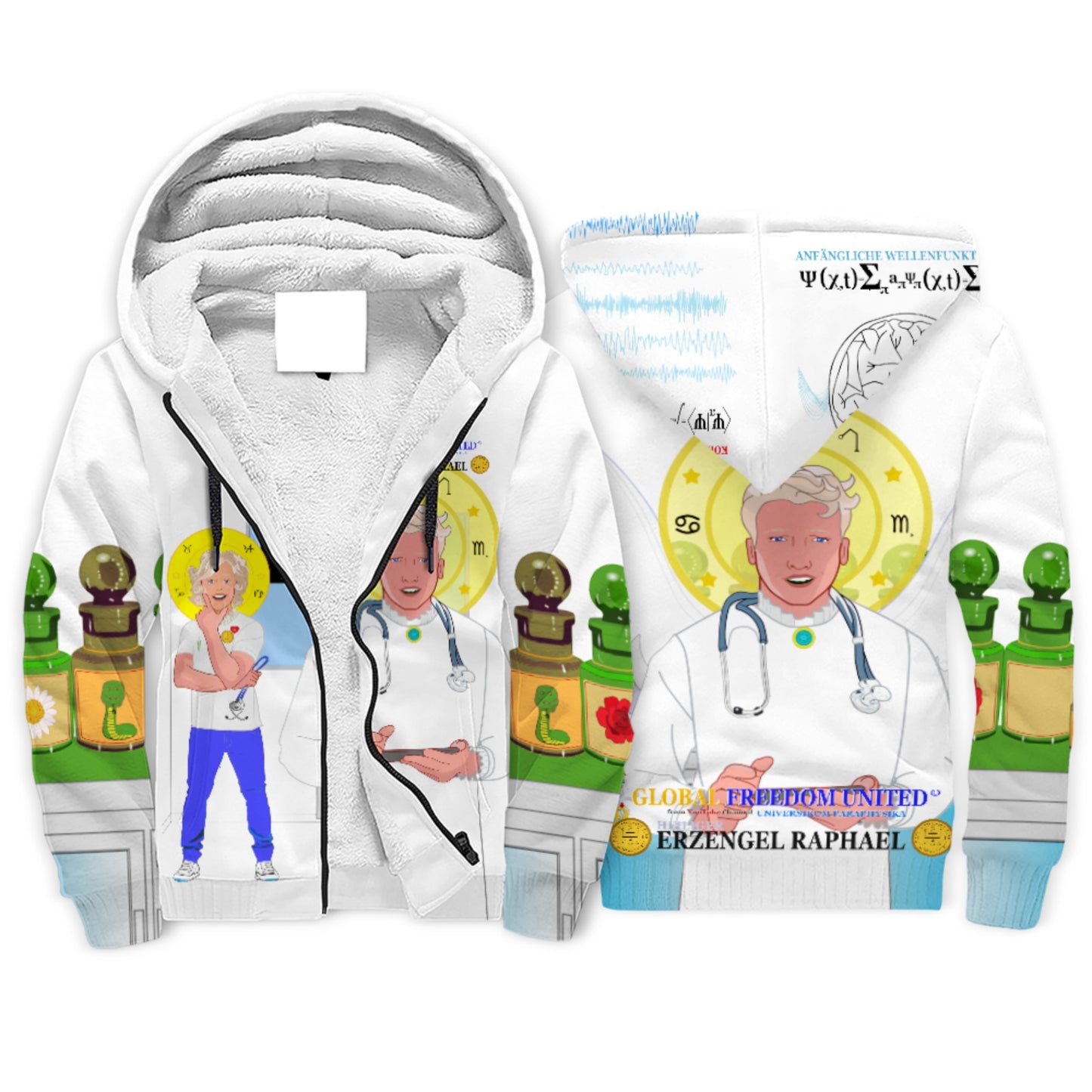 Plush Hoodie GLOBAL FREEDOM UNITED© Archangel Rafael German Lab