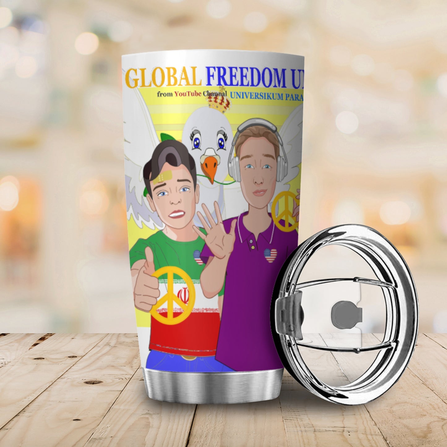 Tumbler GLOBAL FREEDOM UNITED© Men Iran & USA Yellow