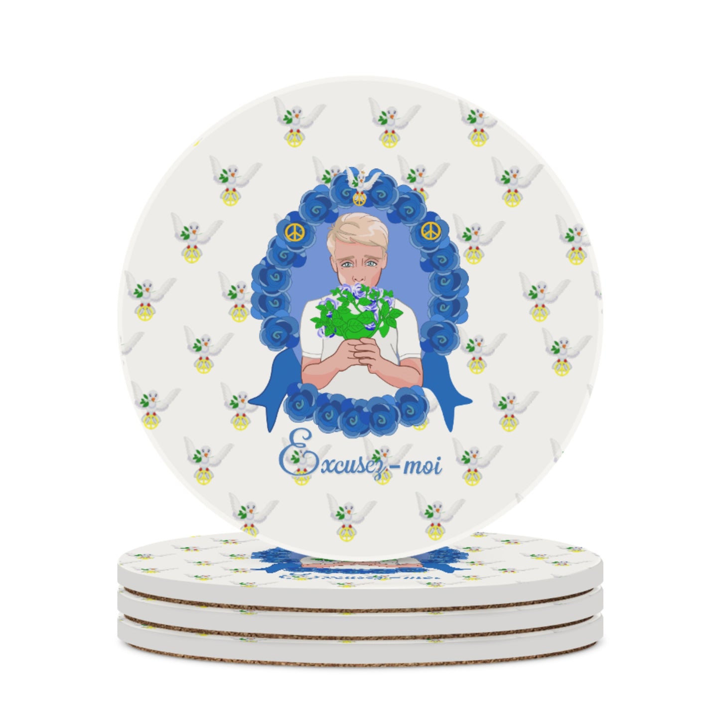 Ceramic Coaster GLOBAL FREEDOM UNITED© Un Garcon dit désoié Excusez-moi