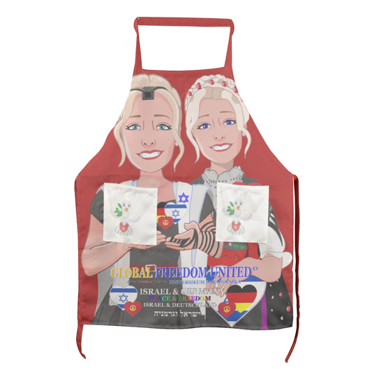 Apron GLOBAL FREEDOM UNITED© Women Israel & Germany Red