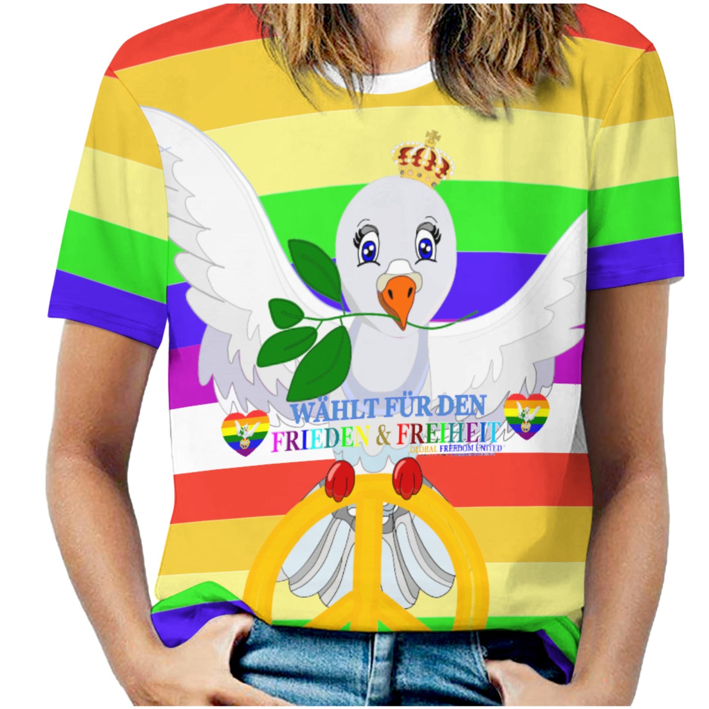 Women´s T-shirt Global Freedom United Dove Of Peace German 1