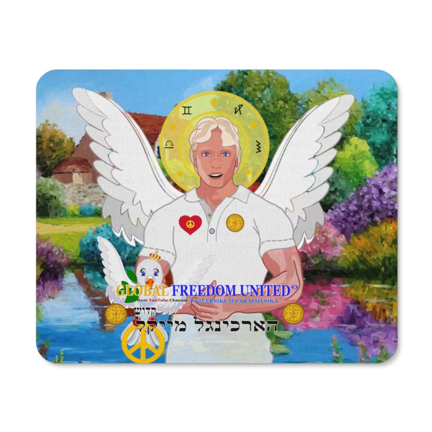 Mouse Pad Global Freedom United Archangel Michael Hebrew