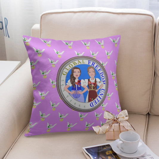 GLOBAL FREEDOM UNITED© Women ALBANIA & SERIBIA Lilac 18'' Square Pillow Cover