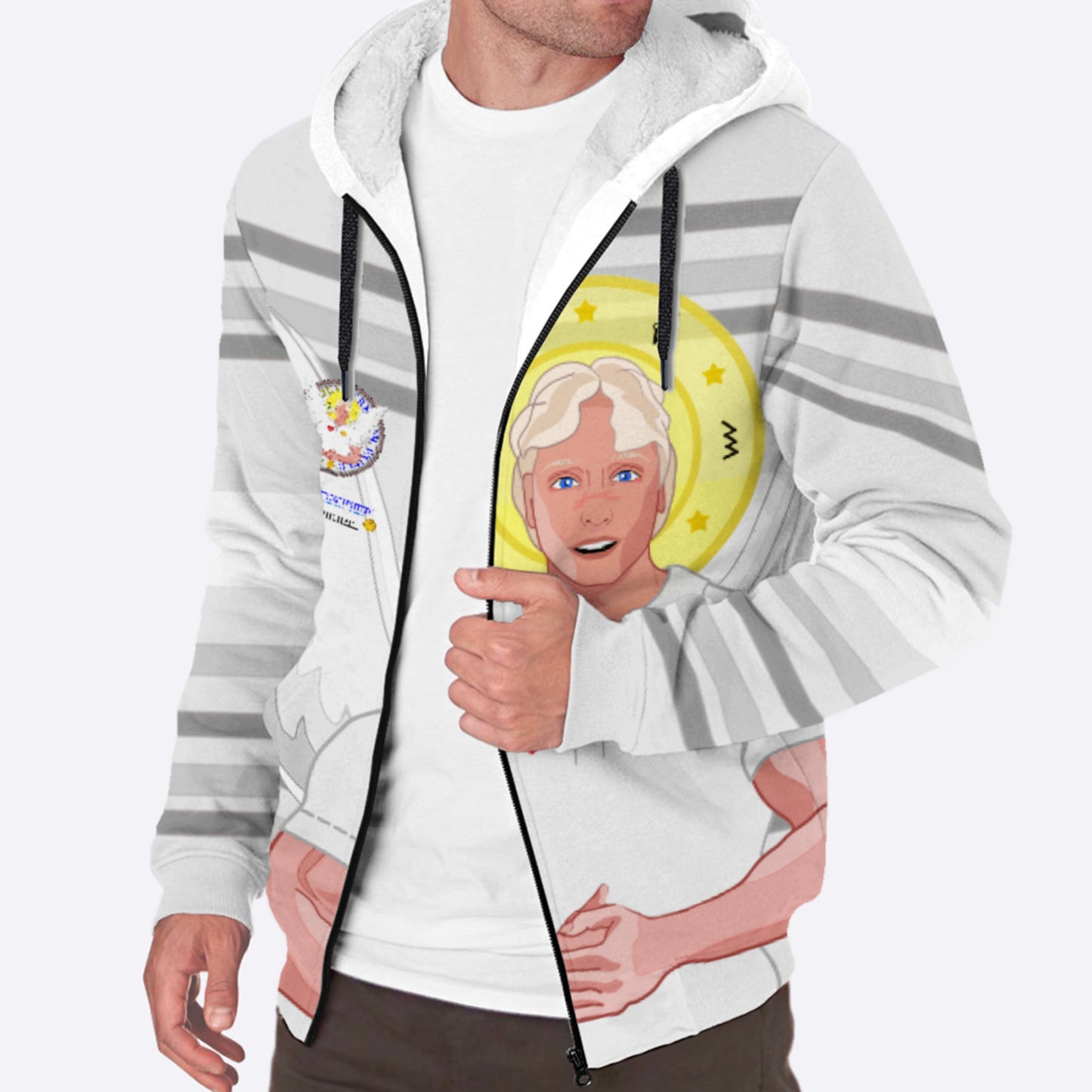 Plush Hoodie Global Freedom United Archangel Michael German Grey