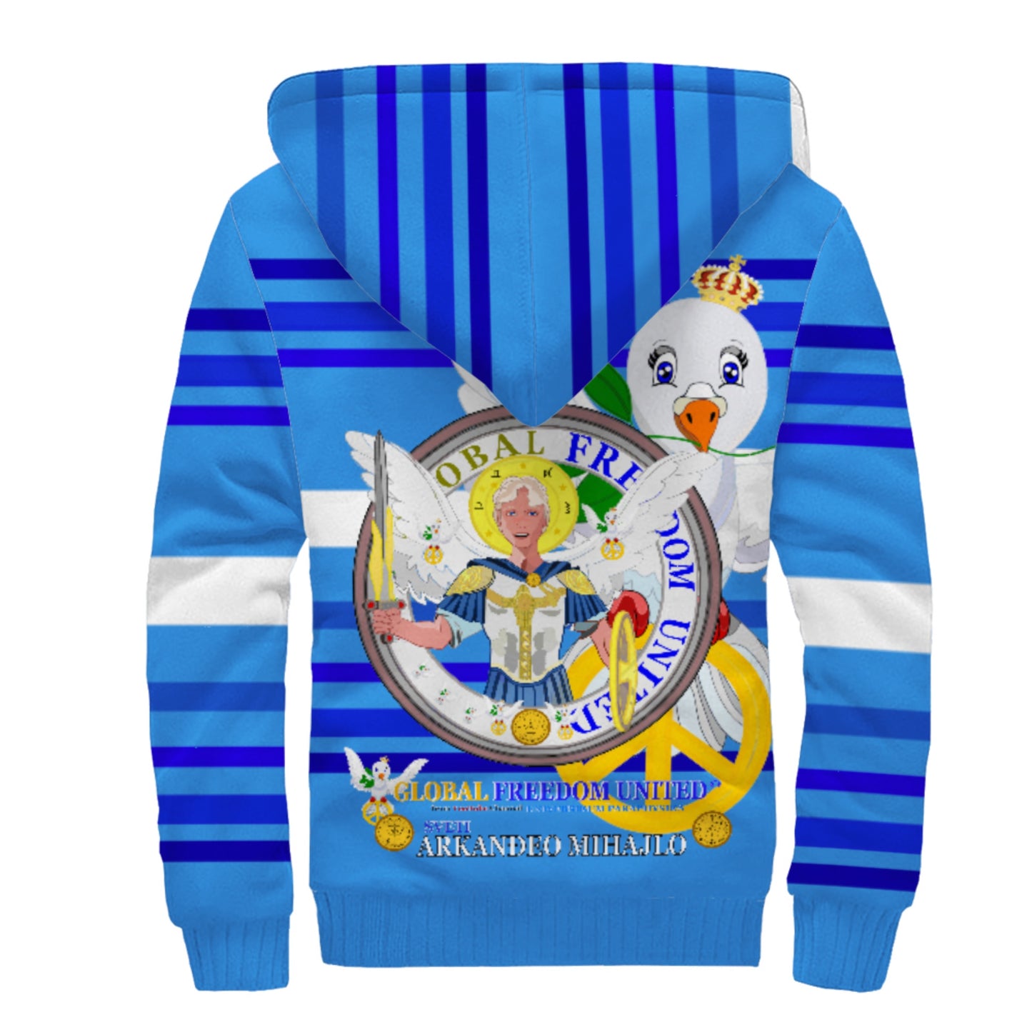 Plush Hoodie Global Freedom United Archangel Michael Croatia V1 Deep Blue
