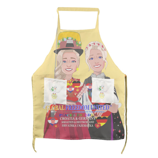 Apron GLOBAL FREEDOM UNITED© Women Croatia & Germany Peace Yellow