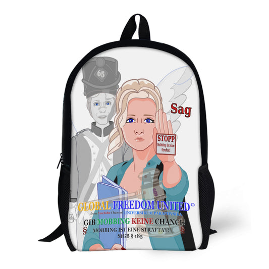 Anti Mobbing 17 Inch Shoulder Backpack Global Freedom United Deutschland V1