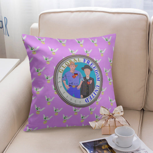 GLOBAL FREEDOM UNITED© Men USA & GERMANY Lilac 18'' Square Pillow Cover