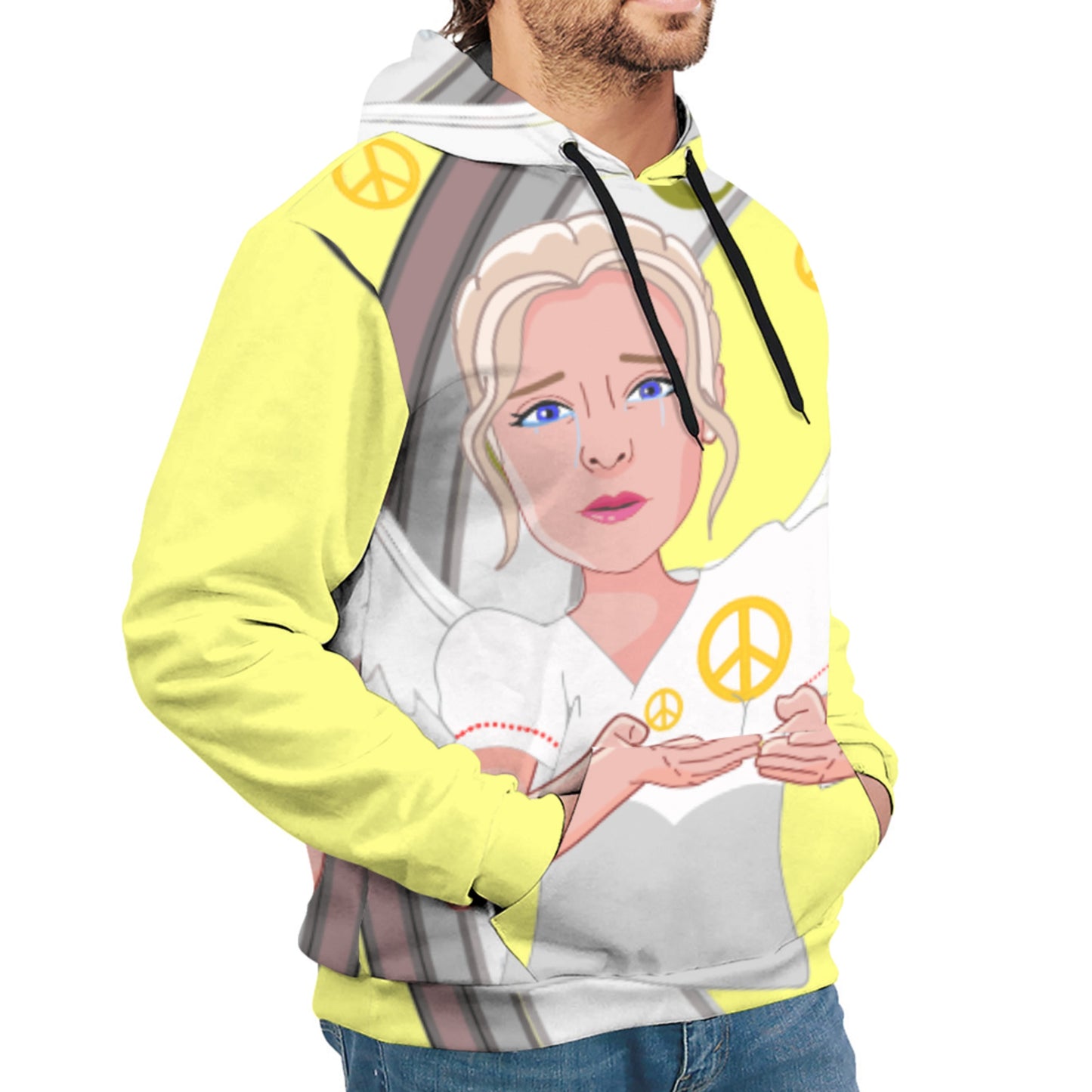 Hoodie Global Freedom United Women Angel Of Peace Old Peace Yellow