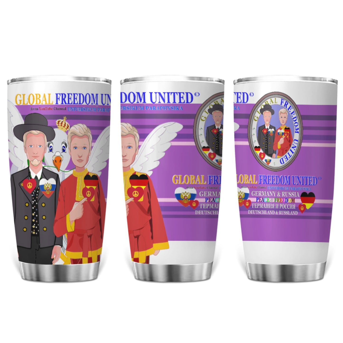 Tumbler Global Freedom United Men Germany & Russia Old Peace Lilac