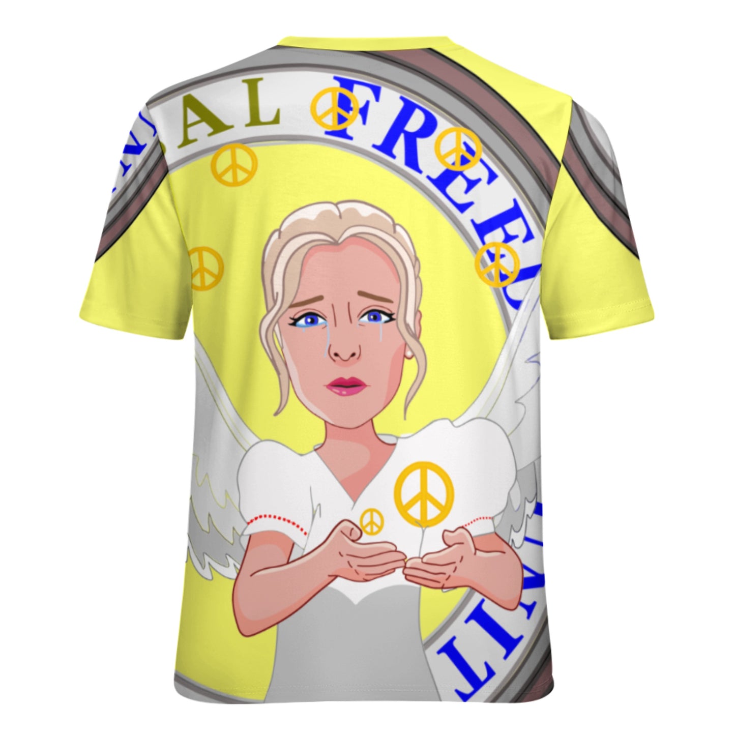 Women´s T-shirt 2 Global Freedom United Women Peace Of Angel Old Peace Yellow