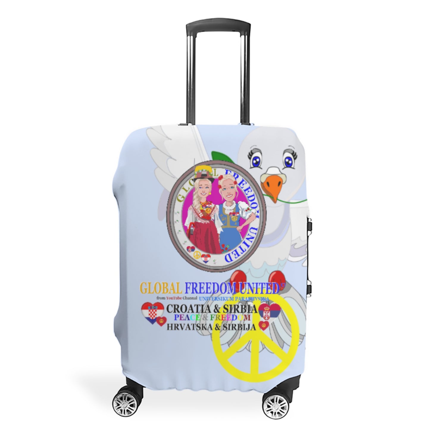 Lugguage Cover Global Freedom United Women Croatia & Serbia Old Peace Light Blue