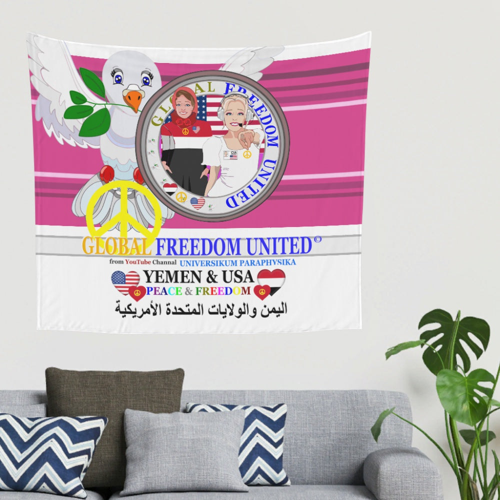 Tapestry Global Freedom United Women Yemen & Usa Old Peace Pink