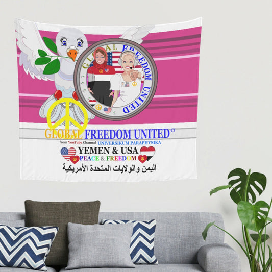 Tapestry Global Freedom United Women Yemen & Usa Old Peace Pink
