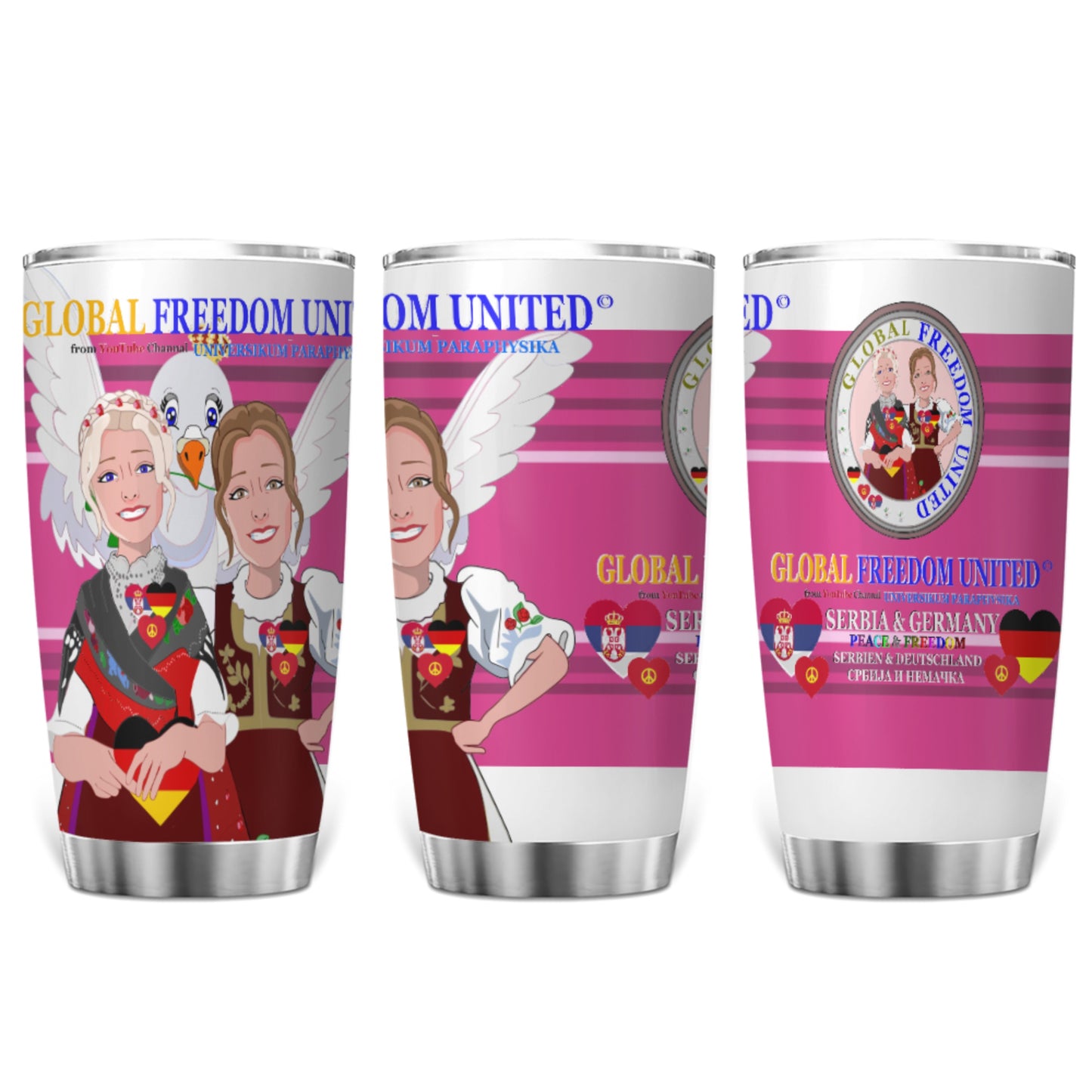 Tumbler GLOBAL FREEDOM UNITED© Women Serbia & Germany Pink1
