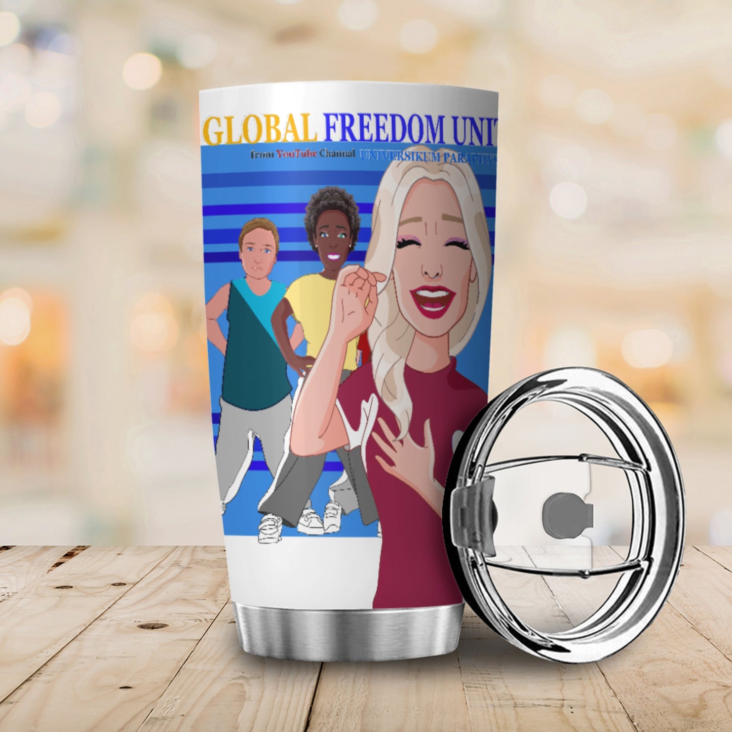 Tumbler Global Freedom United  Gib Mobbing Keine Chance Dunkel Blau