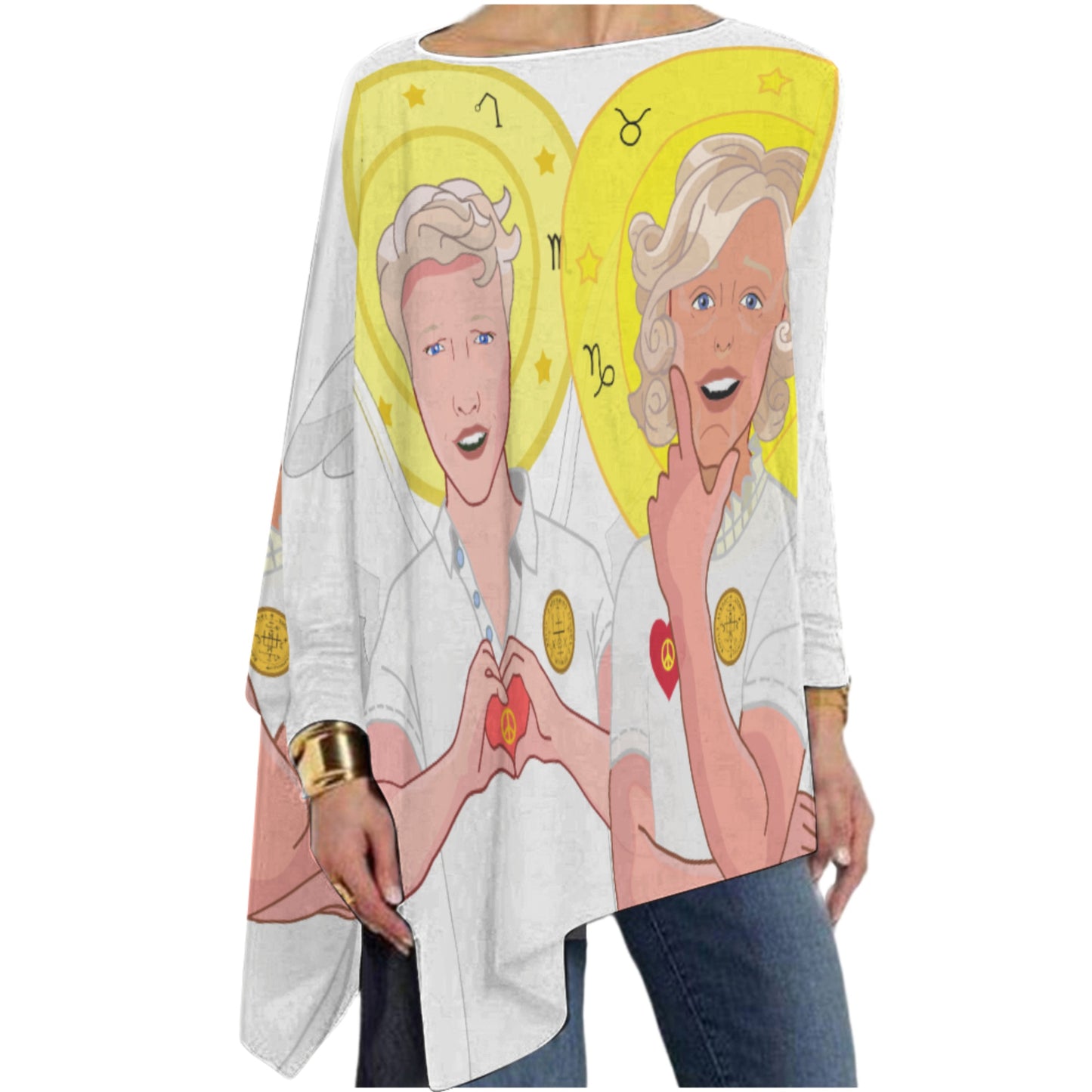 Pullover Long Sleeve T-shirt GLOBAL FREEDOM UNITED© Archangel Rafael & Gabriel