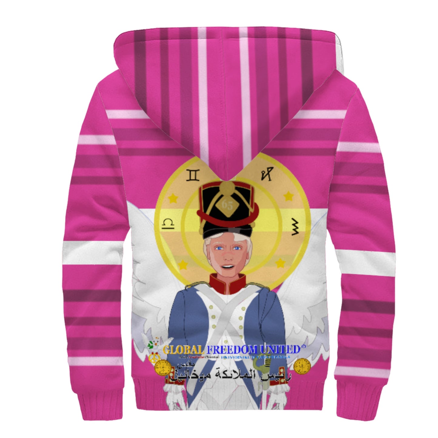 Plush Hoodie Global Freedom United Archangel Michael Arabic V3 Pink1