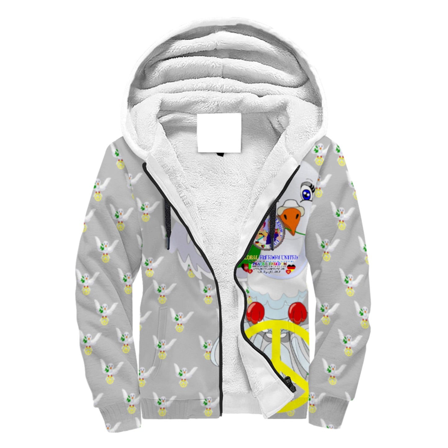 Plush Hoodie GLOBAL FREEDOM UNITED© Afghanistan & Germany Grey