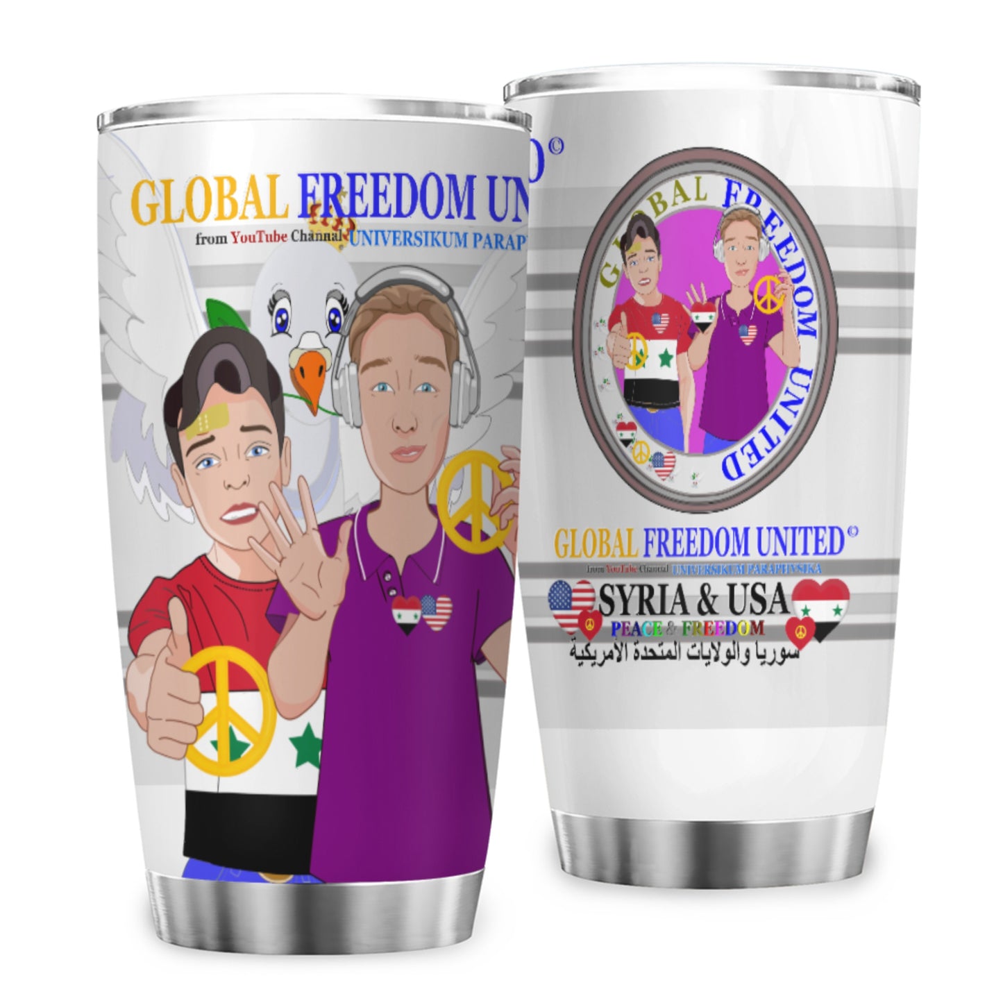 Tumbler GLOBAL FREEDOM UNITED© Men Syria & USA Grey