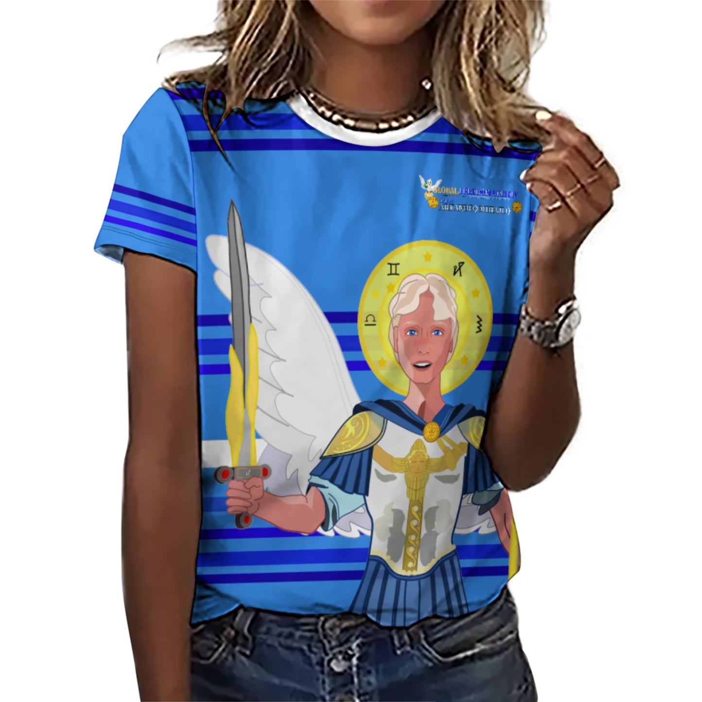 Women´s T-shirt Global Freedom United Archangel Michael Croatia V1 Deep Blue