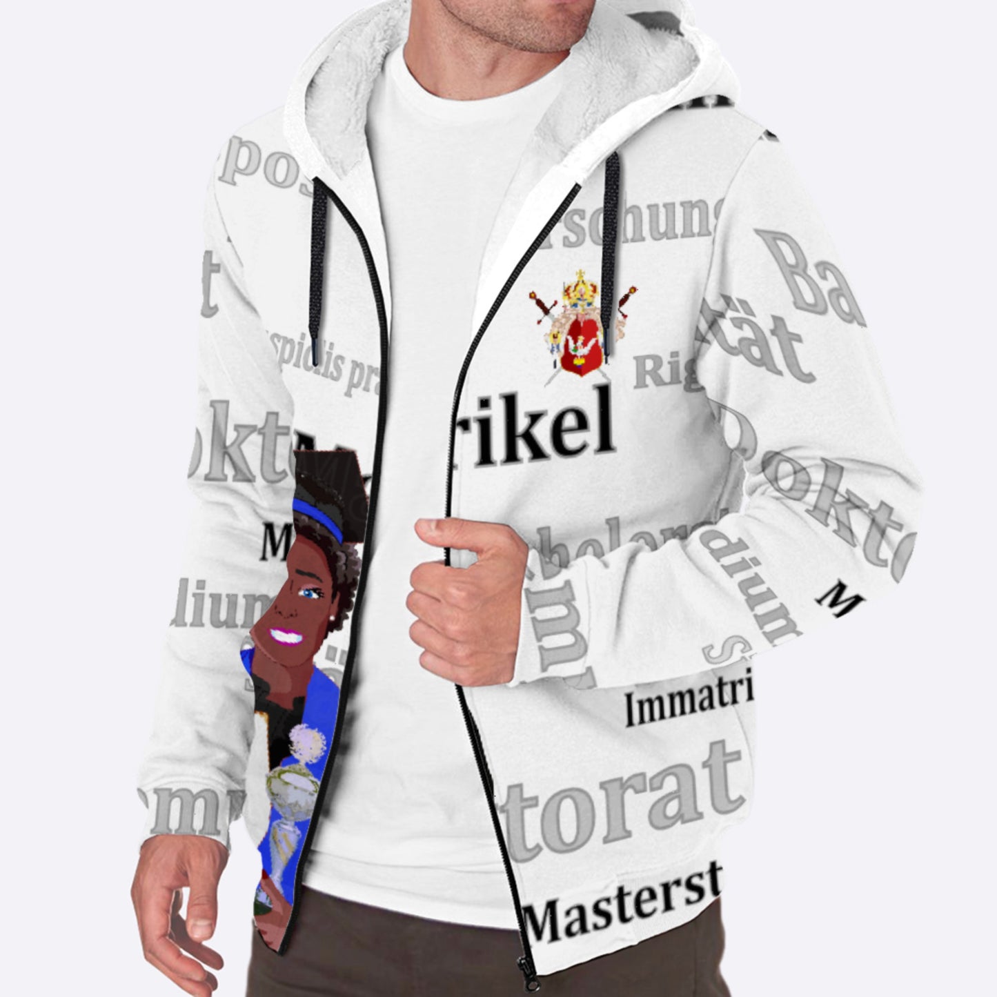 Plush Hoodie  Global Freedom United Afro Student Girl Silver Place