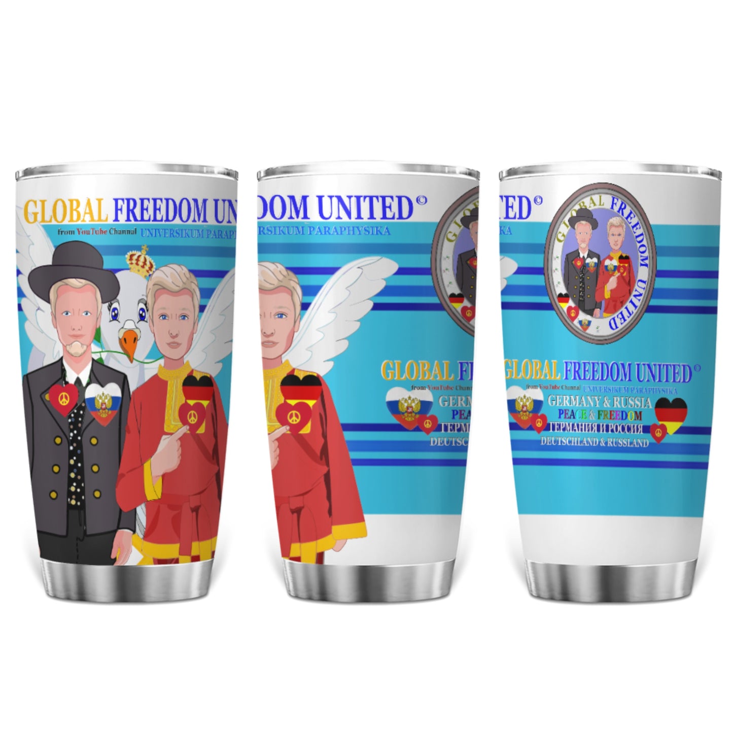 Tumbler Global Freedom United Men Germany & Russia Old Peace Blue