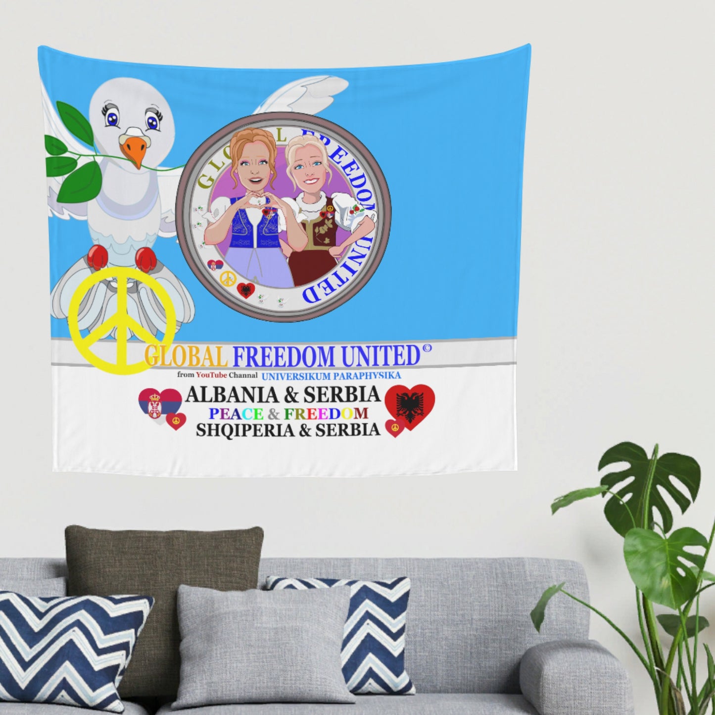 Tapestry Global Freedom United Women Albania & Serbia Old Peace V2 Blue