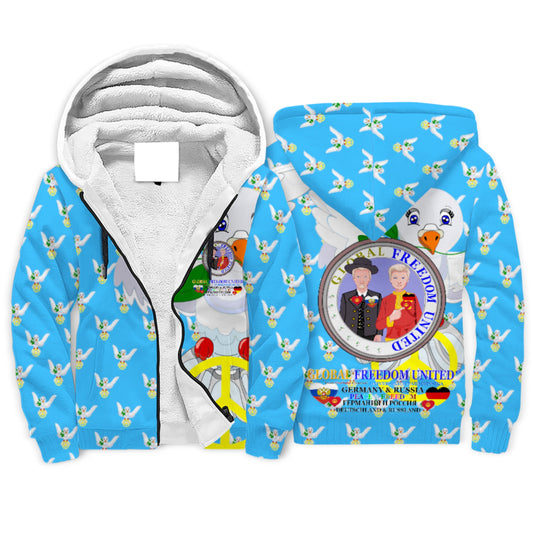 Plush Hoodie GLOBAL FREEDOM UNITED© Men Russia & Germany  Blue