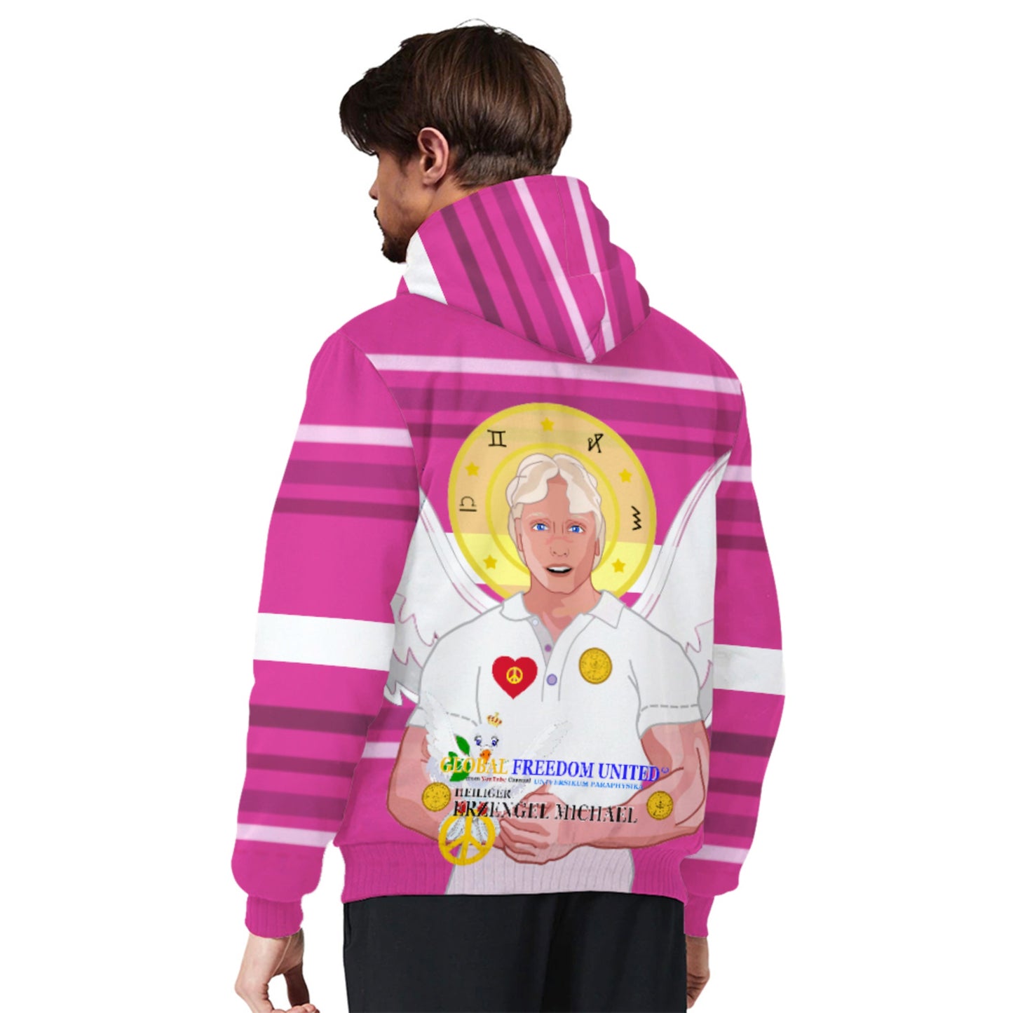Plush Hoodie Global Freedom United Women Archangel Michael German Pink 1
